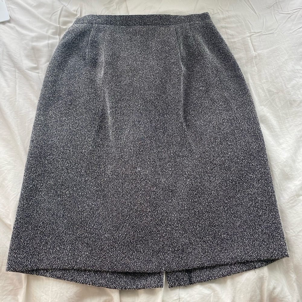Vintage Grey Speckled Knee-Length Pencil Skirt